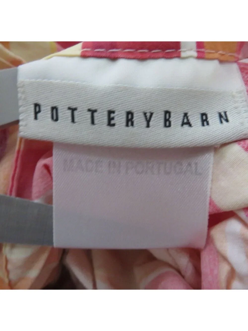 Pottery Barn Full/Queen Duvet Cover 2 Pillow Shams Striped Pink/Orange Cotton